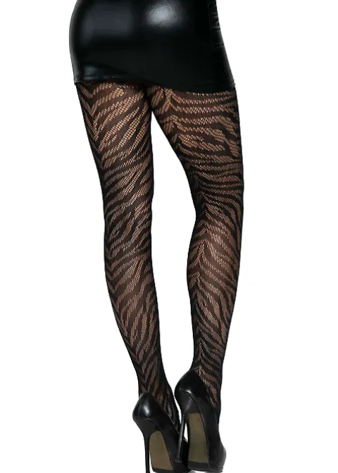 Tights-Leg Avenue Zebra Net Tights Black