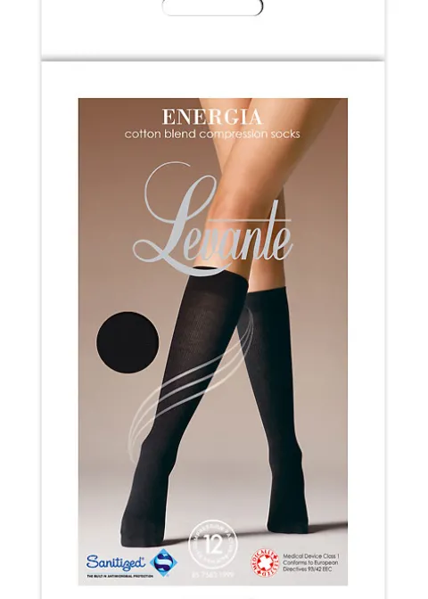 Knee Highs-Levante Energia Cotton Blend Compression Knee Highs