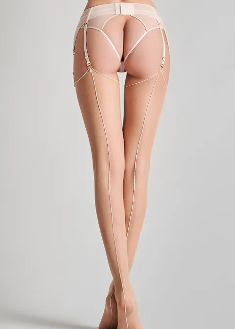 Stockings-Maison Close Cut And Curled Nude Rose Backseamed Stockings Nude Rose Pink Seam