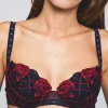 Bras-Maison Lejaby Check And Roses Padded Bra Check Horizon Blue