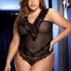 Bodies-Mary Portas Mapale Lace Up Back Plus Size Teddy Black