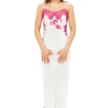 Nightwear-Marjolaine Silk And French Lace Nightgown Ivory Ivory Fuchsia