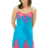 Nightwear-Marjolaine Silk And French Lace Chemise Ocean Ocean Fuchsia