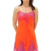 Nightwear-Marjolaine Silk And French Lace Chemise Saffron Saffron Fuchsia