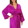 Robes And Kimonos-Marjolaine Silk And French Lace Short Robe Orchid Orchid Honey