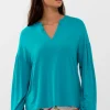 Pyjamas-Mey Alena Long Sleeved Top Blue Lagoon