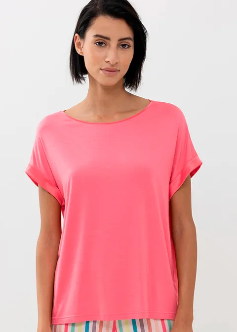 Pyjamas-Mey Alena Short Sleeve Top Parrot Pink