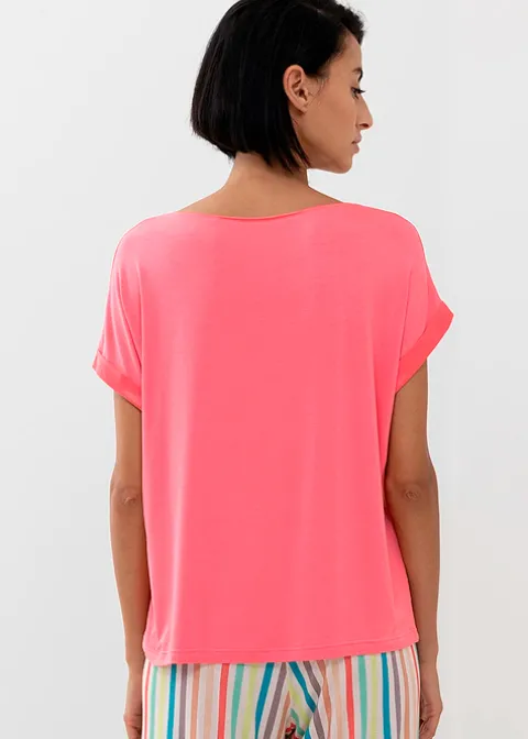 Pyjamas-Mey Alena Short Sleeve Top Parrot Pink