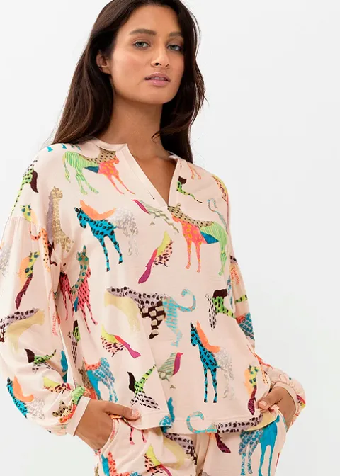 Pyjamas-Mey Demy Long Sleeve Top New Pearl Print