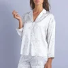 Pyjamas-* Mimi Holliday Panarea Silk Shortie Pyjama Set Panarea Grey Lemon Print