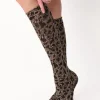 Knee Highs-Oroblu City Savana Leopard Knee Highs Camel Leopard