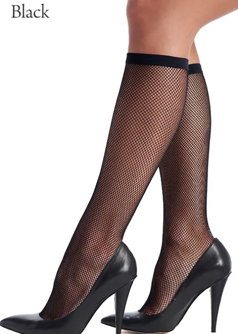 Knee Highs-Oroblu Tricot Fishnet Knee Highs Black