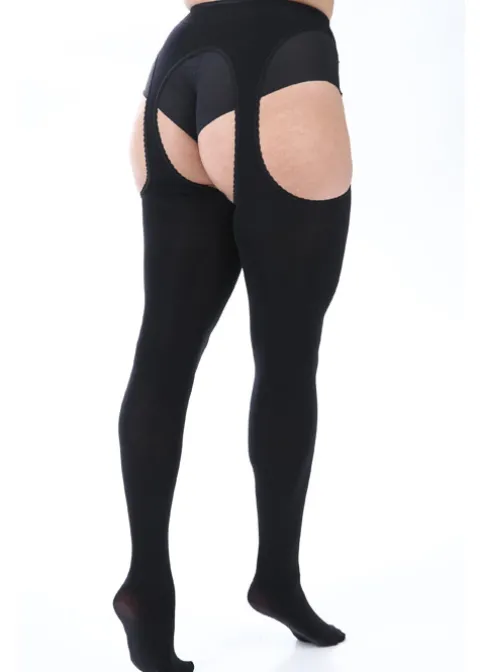 Tights-Pamela Mann Bodyfree Suspender Curvy Tights Black