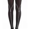 Tights-Pamela Mann Flocked Zip Tights Black