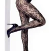 Tights-Pamela Mann Orchid Leaf Net Tights Black