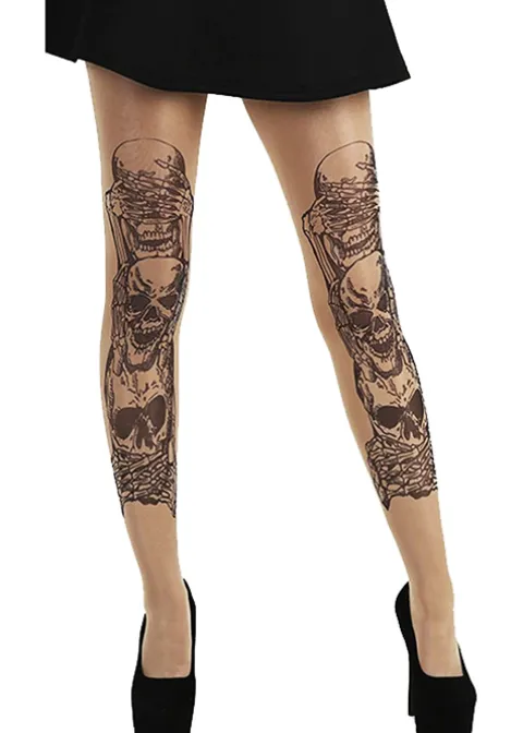 Tights-Pamela Mann See Hear Speak No Evil Tattoo Tights Nude