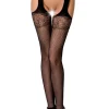 Tights-Passion Vivian Net Suspender Tights Black