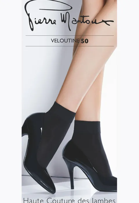 Ankle Highs-Pierre Mantoux Veloutine 50 Opaque Anklet Nero