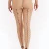 Tights-Playful Promises Dotty Seamed Tights With Bow Beige Black