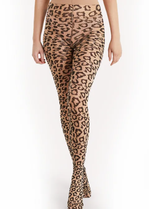 Tights-Playful Promises Leopard Knit Nude Tights Nude Black