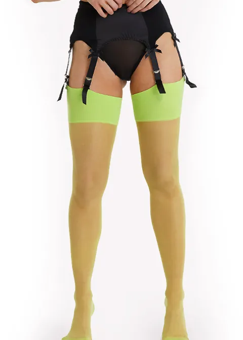 Stockings-Playful Promises Seamed Stockings Acid Lime