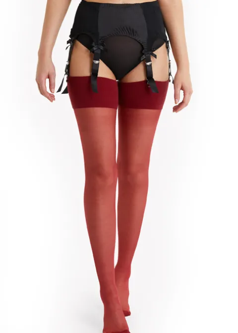 Stockings-Playful Promises Seamed Stockings Merlot