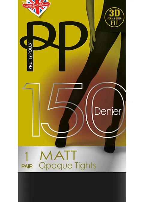 Tights-Pretty Polly 150 Denier 3D Matt Tights Black