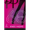 Knee Highs-Pretty Polly 60 Denier New 3D Opaque Knee Highs 2 Pair Pack Black