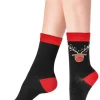 Socks-Pretty Polly Christmas Reindeer Socks Black