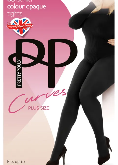 Tights-Pretty Polly Curves 60 Denier Plush Opaque Tights