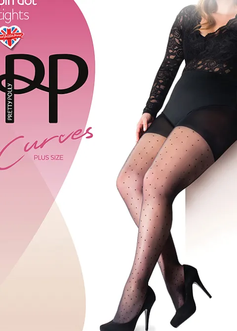 Tights-Pretty Polly Curves Pinspot Tights Black