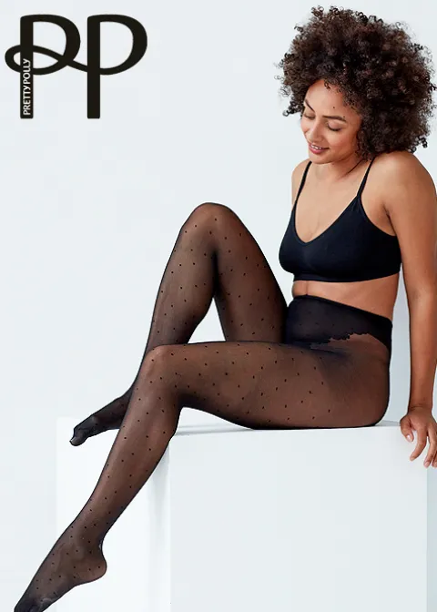 Tights-Pretty Polly Eco Wear Biodegradable Spot Tights Black