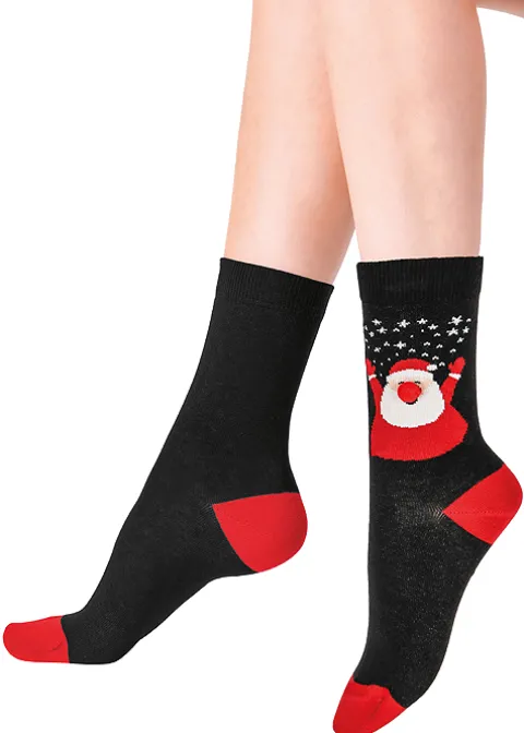 Socks-Pretty Polly Festive Santa Socks Black