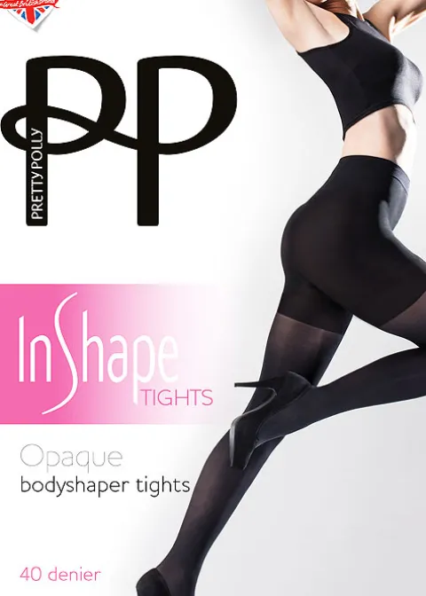 Tights-Pretty Polly In Shape Opaque Bodyshaping Tights Black