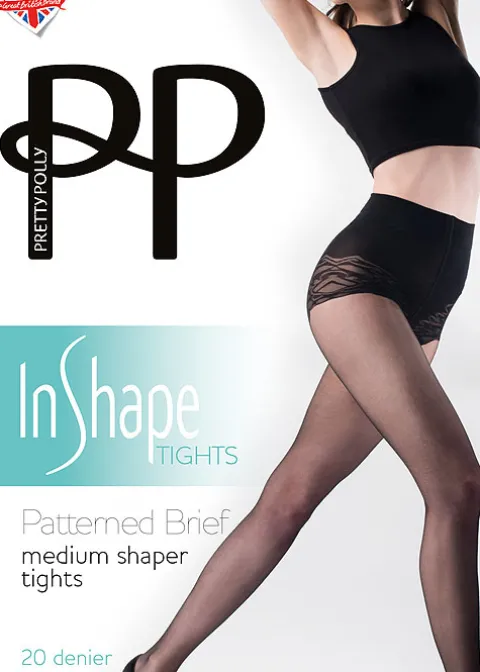 Tights-Pretty Polly In Shape Patterned Brief Medium Shaper Tights