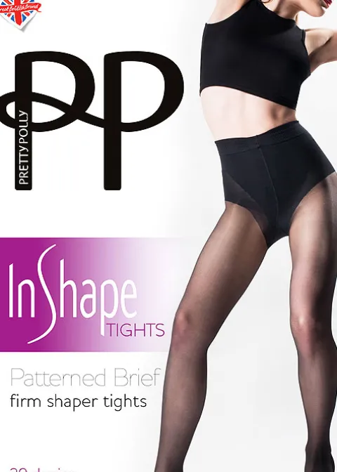 Tights-Pretty Polly In Shape Patterned Brief Firm Shaper Tights