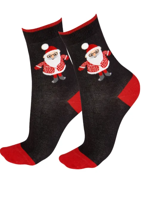 Socks-Pretty Polly Santa Socks Black