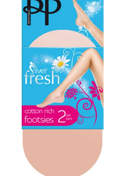 Socks-Pretty Polly Silver Fresh Footsie (2 Pair Pack) Black