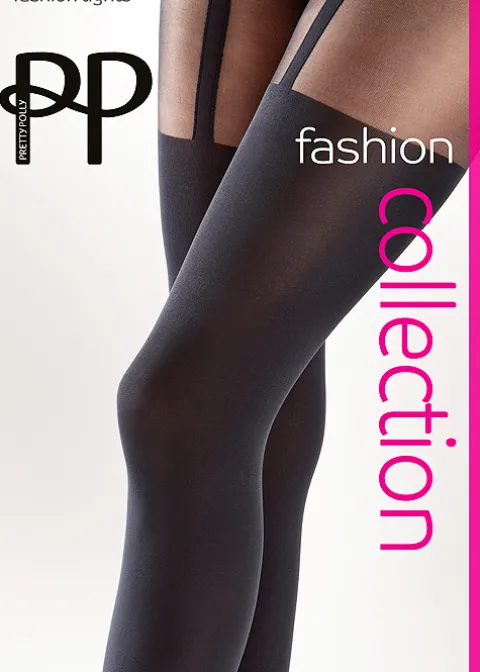 Tights-Pretty Polly Suspender Tights Black