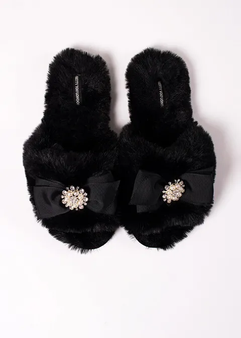 Nightwear-Pretty You London Anya Slippers Black