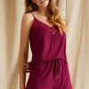 Pyjamas-Pretty You London Bamboo Lace Cami And Short Pyjama Set Bordeaux