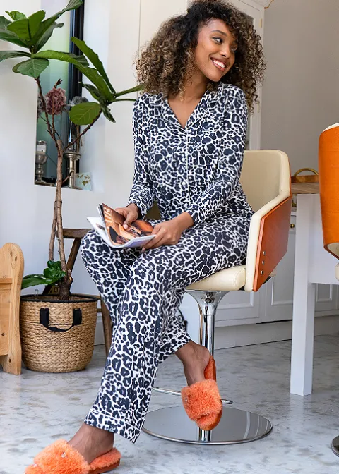 Pyjamas-Pretty You London Bamboo Pyjama Set Luxe Leopard