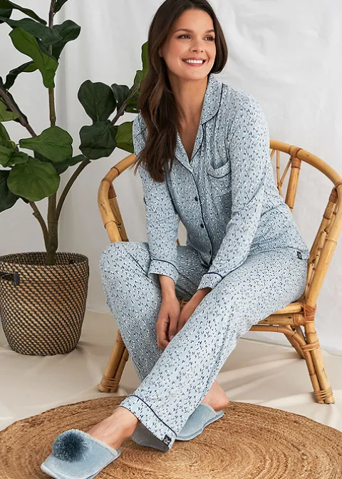 Pyjamas-Pretty You London Bamboo Pyjama Set Heart Splash