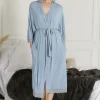 Nightwear-Pretty You London Bamboo Lace Kimono Blue Mist