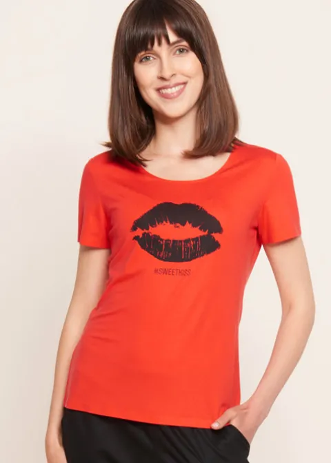 Nightwear-Rosch Be Happy Sweet Kiss Short Sleeve Top Kiss Red