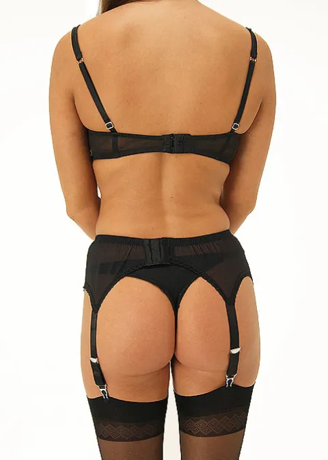 Suspender Belts-Sassy 6 Straps Powernet Suspender Belt