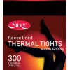 Tights-Silky 300 Denier Fleece Tights Black