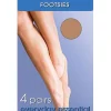 Toe Covers/Footlets-Silky Smooth Knit Footsies 4 Pair Pack Silky Natural