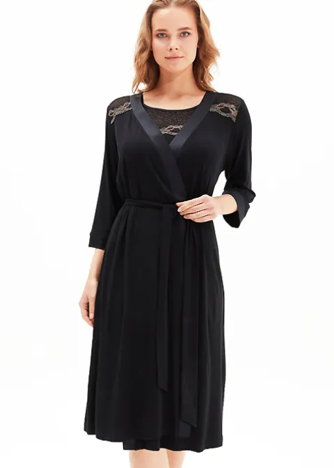 Robes And Kimonos-Blackspade Spade Pearl Robe Black