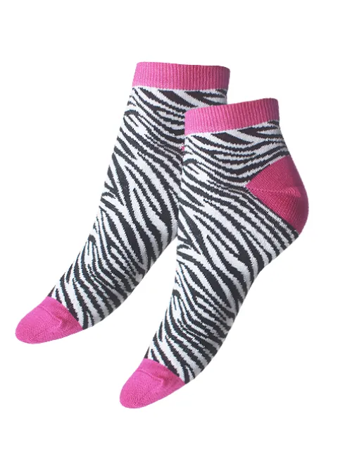 Socks-Tiffany Quinn Platinum Range Animal Print Trainer Socks 3Pp Animal Pink